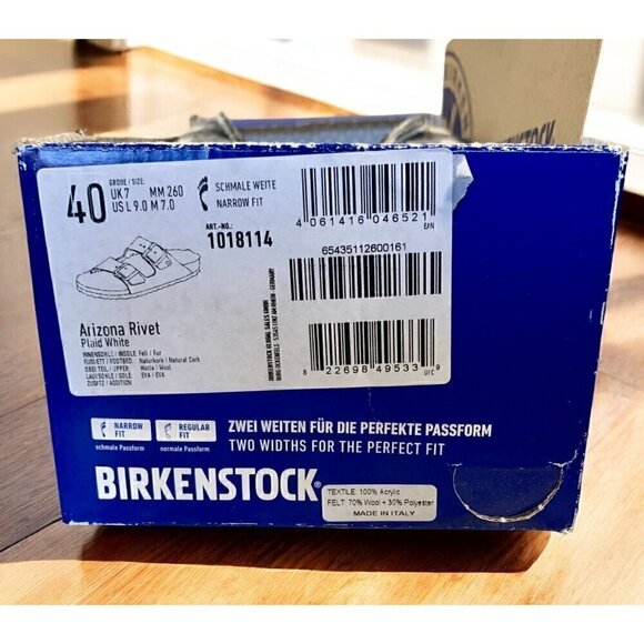 BIRKENSTOCK Arizona Shearling Wool Black & White Plaid Sandal W Sz 9 Narrow NWT - Picture 2 of 15